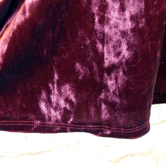 Hot Topic Crushed Velvet Jumper Overall Dress Women S Burgundy Skirtall Pinafore - Picture 8 of 14